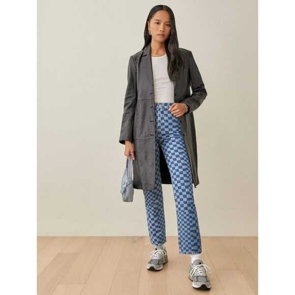 Reformation Blue Checkered Women Jeans - Picture 1 of 9